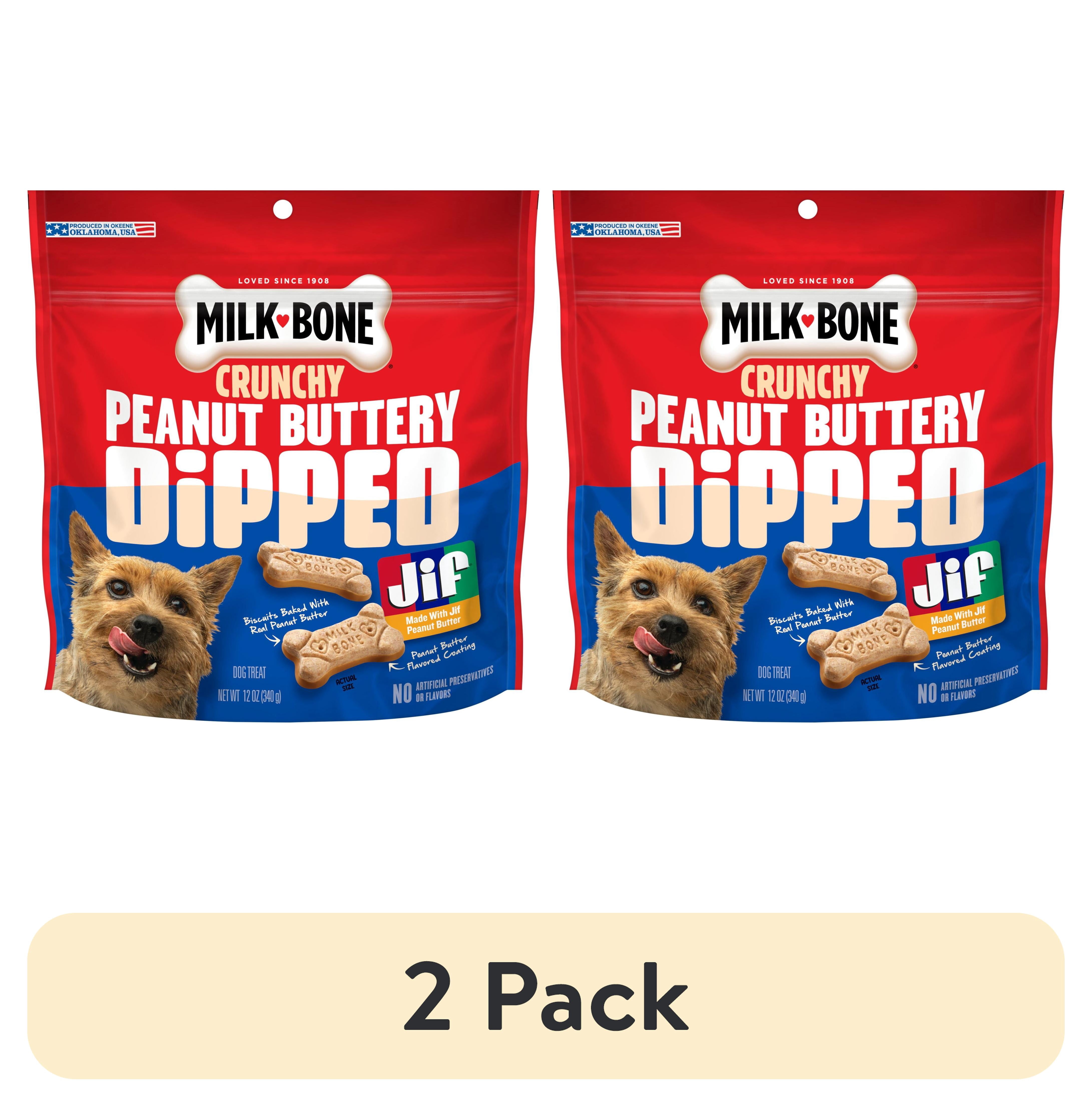 (2 pack) Milk Bone Peanut Buttery Dipped Dog Biscuits with Jif Peanut Butter, 12 oz Bag