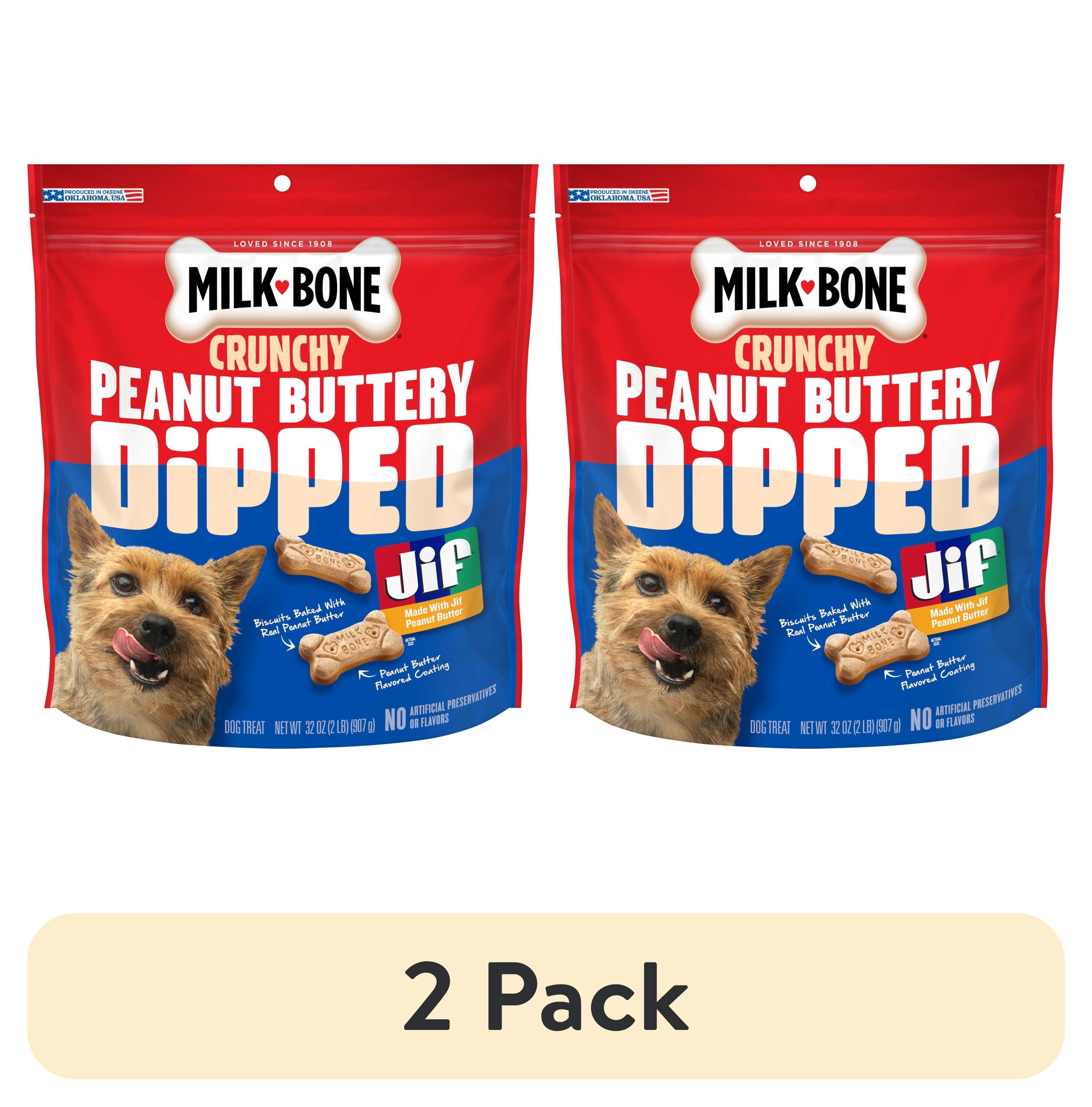 (2 pack) Milk Bone Peanut Buttery Dipped Dog Biscuits with Jif Peanut Butter, 32 oz Bag