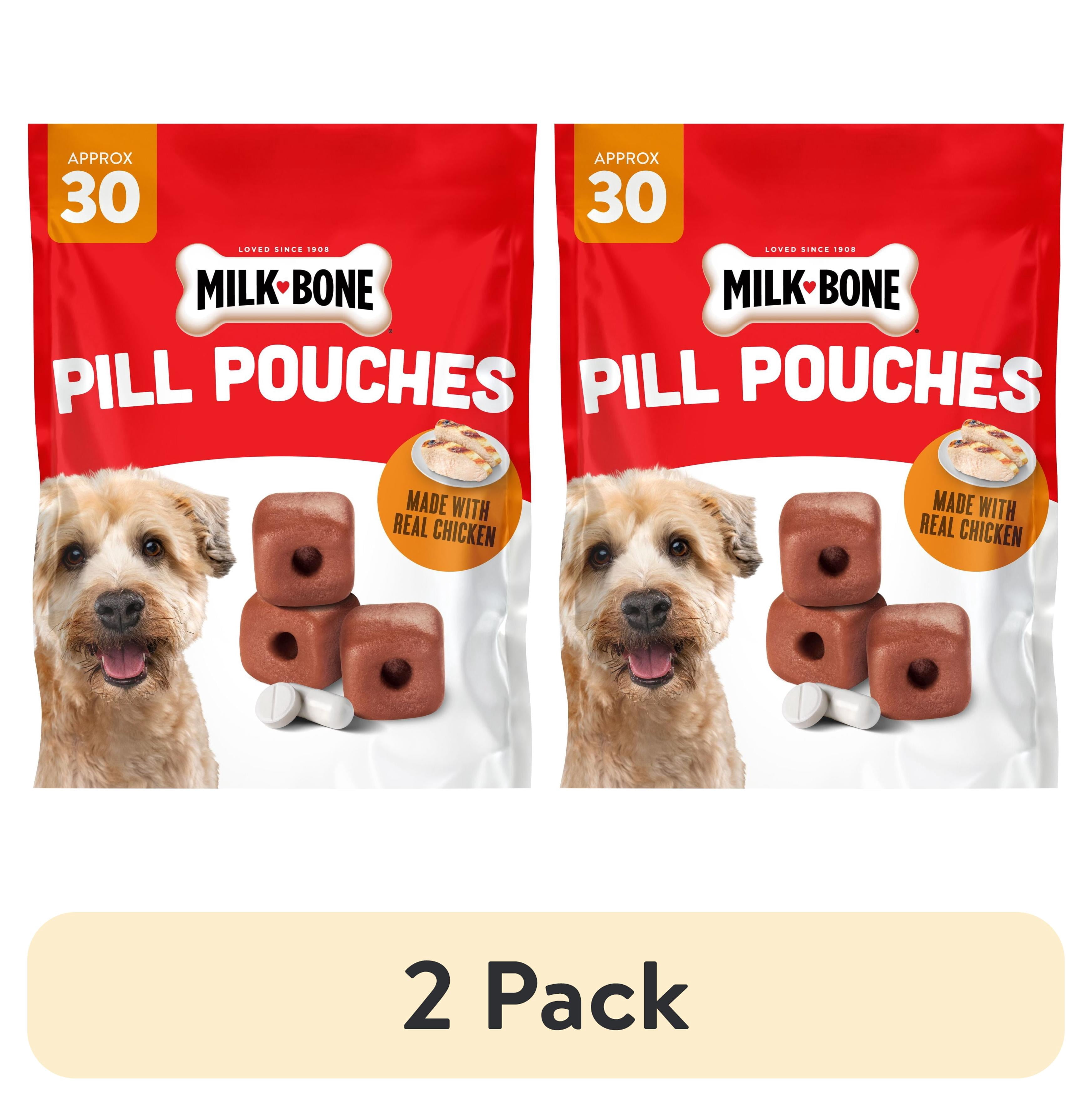 (2 pack) Milk Bone Pill Pouches Dog Treats With Real Chicken, 30 Count Bag