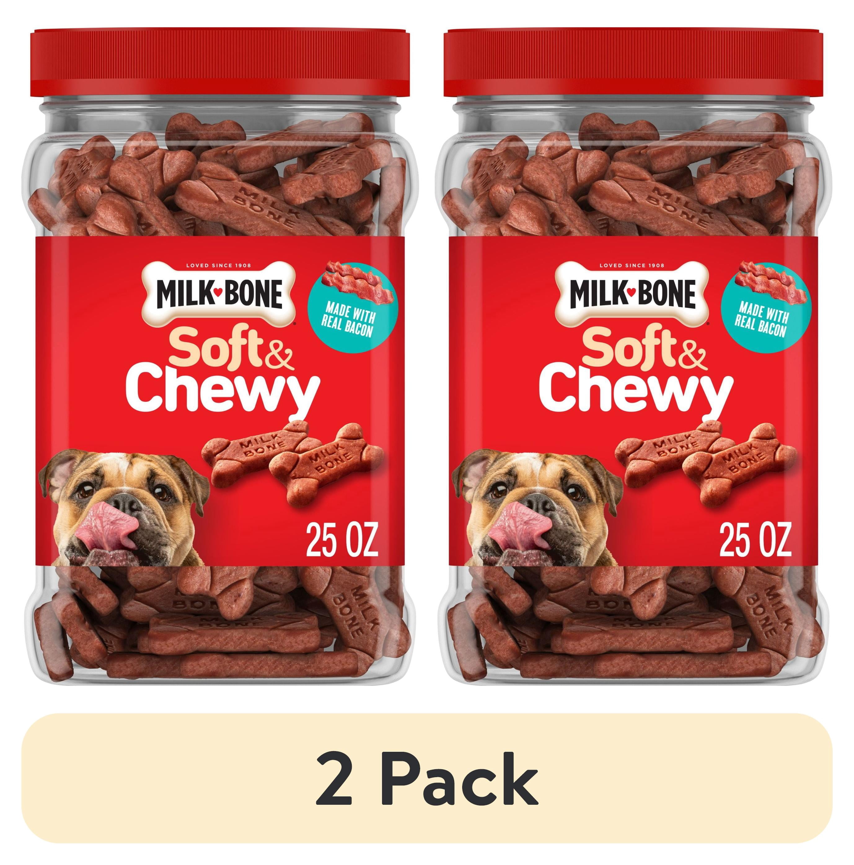(2 pack) Milk Bone Soft & Chewy Dog Treats, Made with Real Bacon, 25 oz Canister