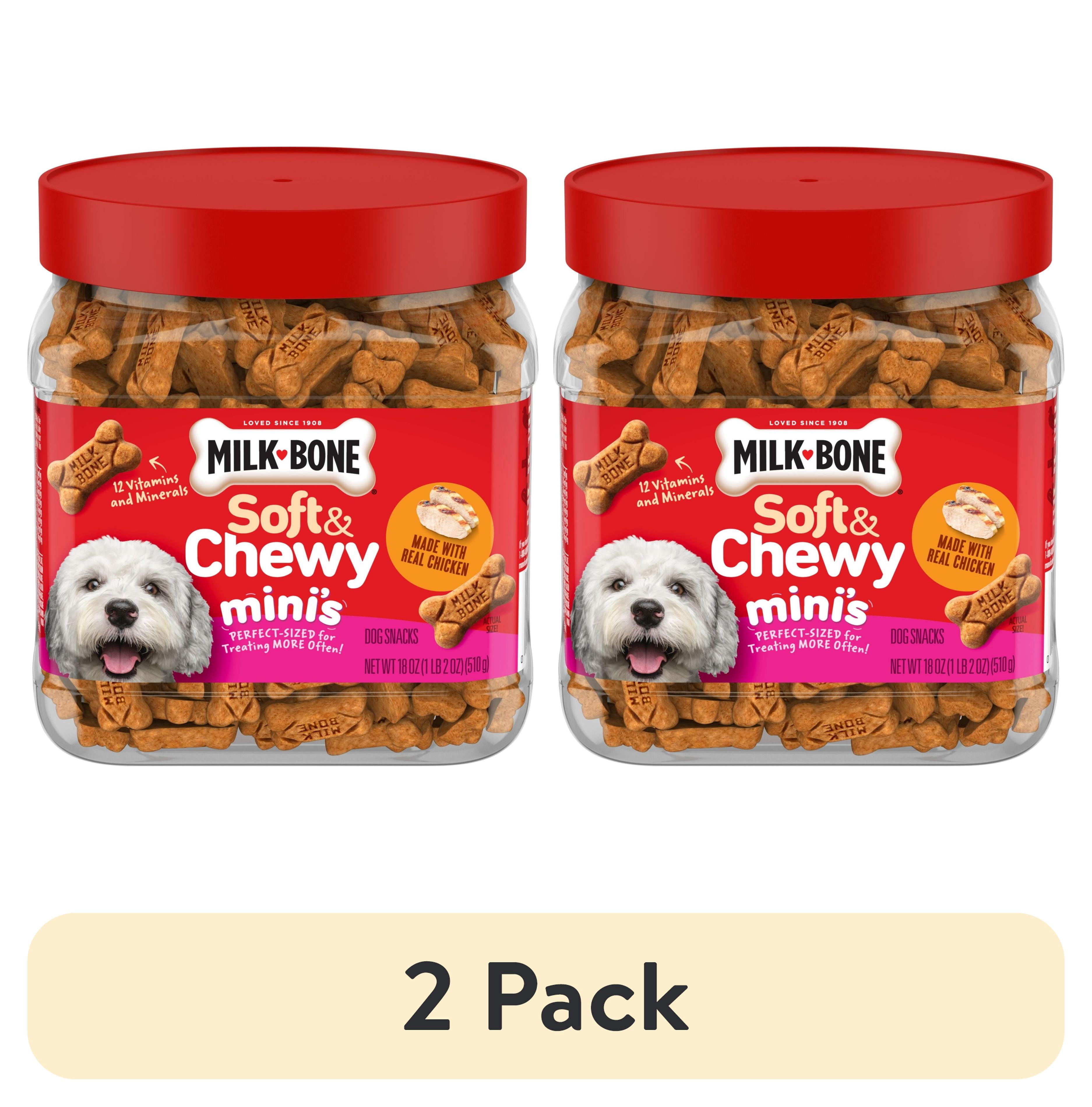 (2 pack) Milk Bone Soft & Chewy Mini’s Dog Treats, Made with Real Chicken, 18 oz Canister