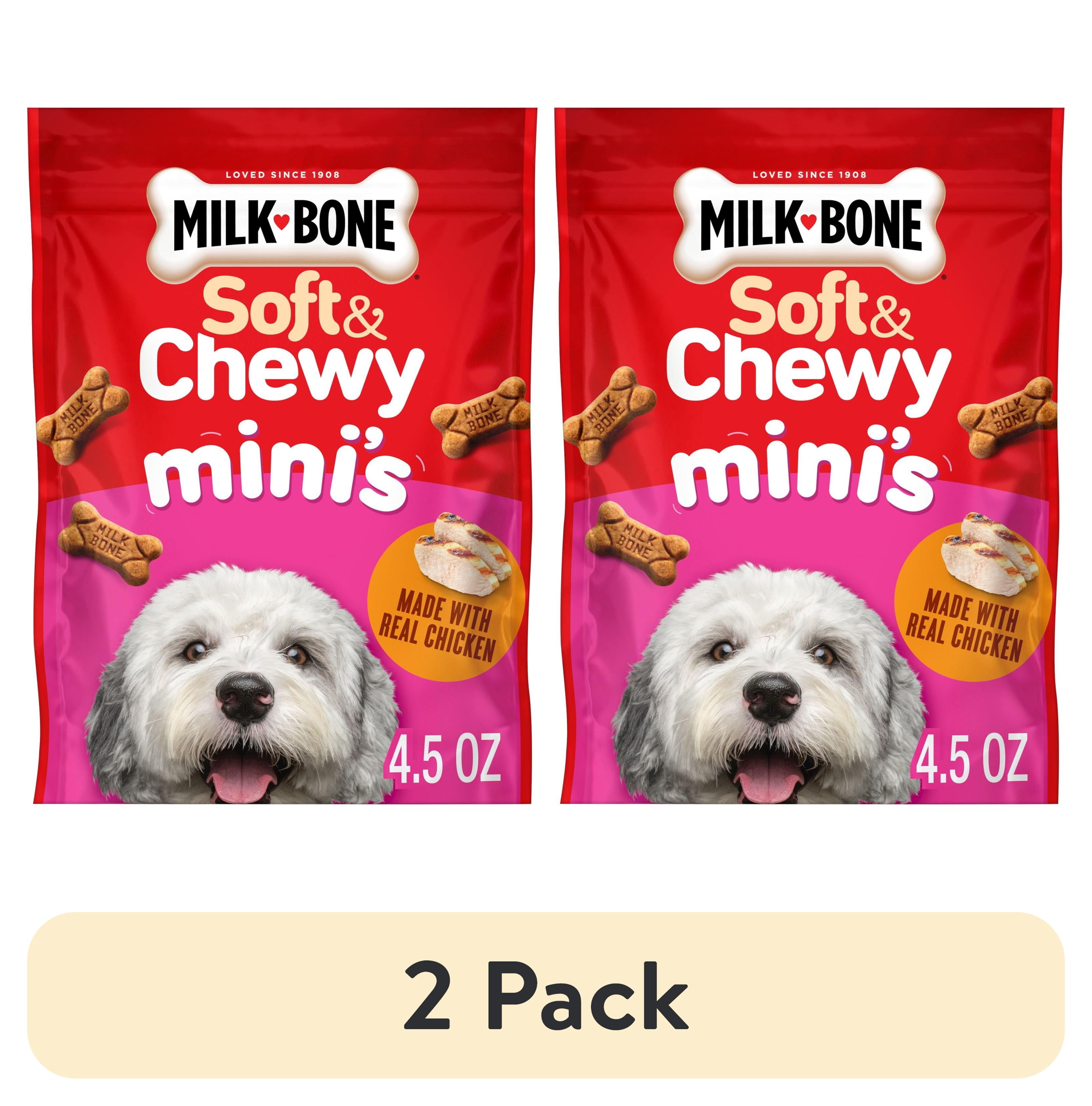 (2 pack) Milk Bone Soft & Chewy Mini’s Dog Treats, Made with Real Chicken, 4.5 oz Pouch