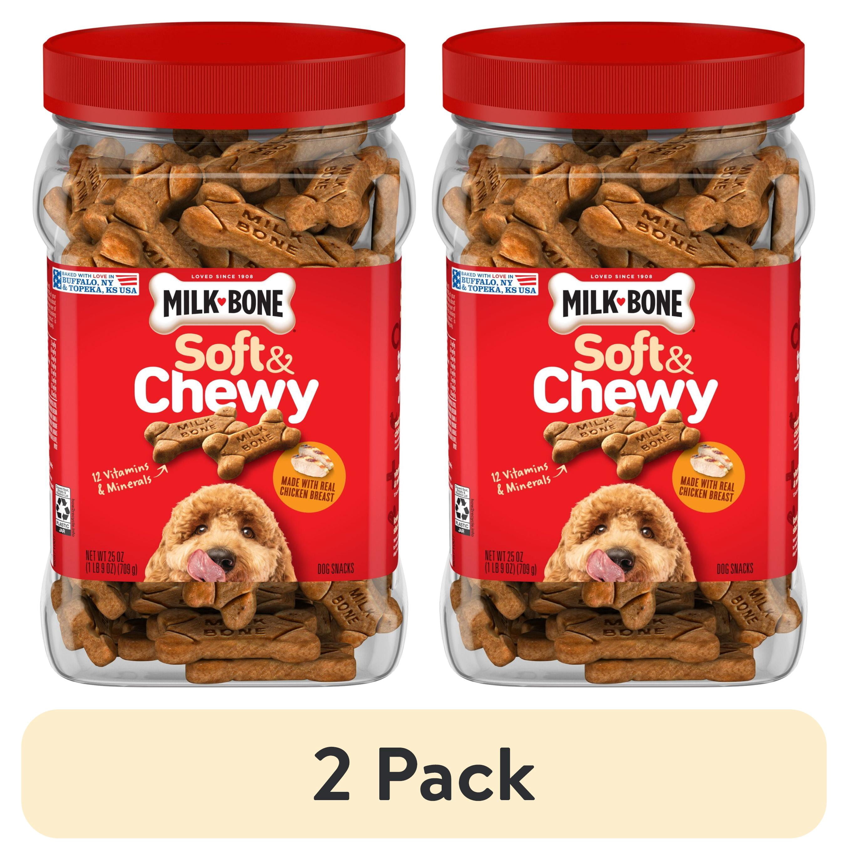 (2 pack) Milk Bone Soft and Chewy Dog Treats, Chicken Recipe With Chicken Breast, 25oz Canister