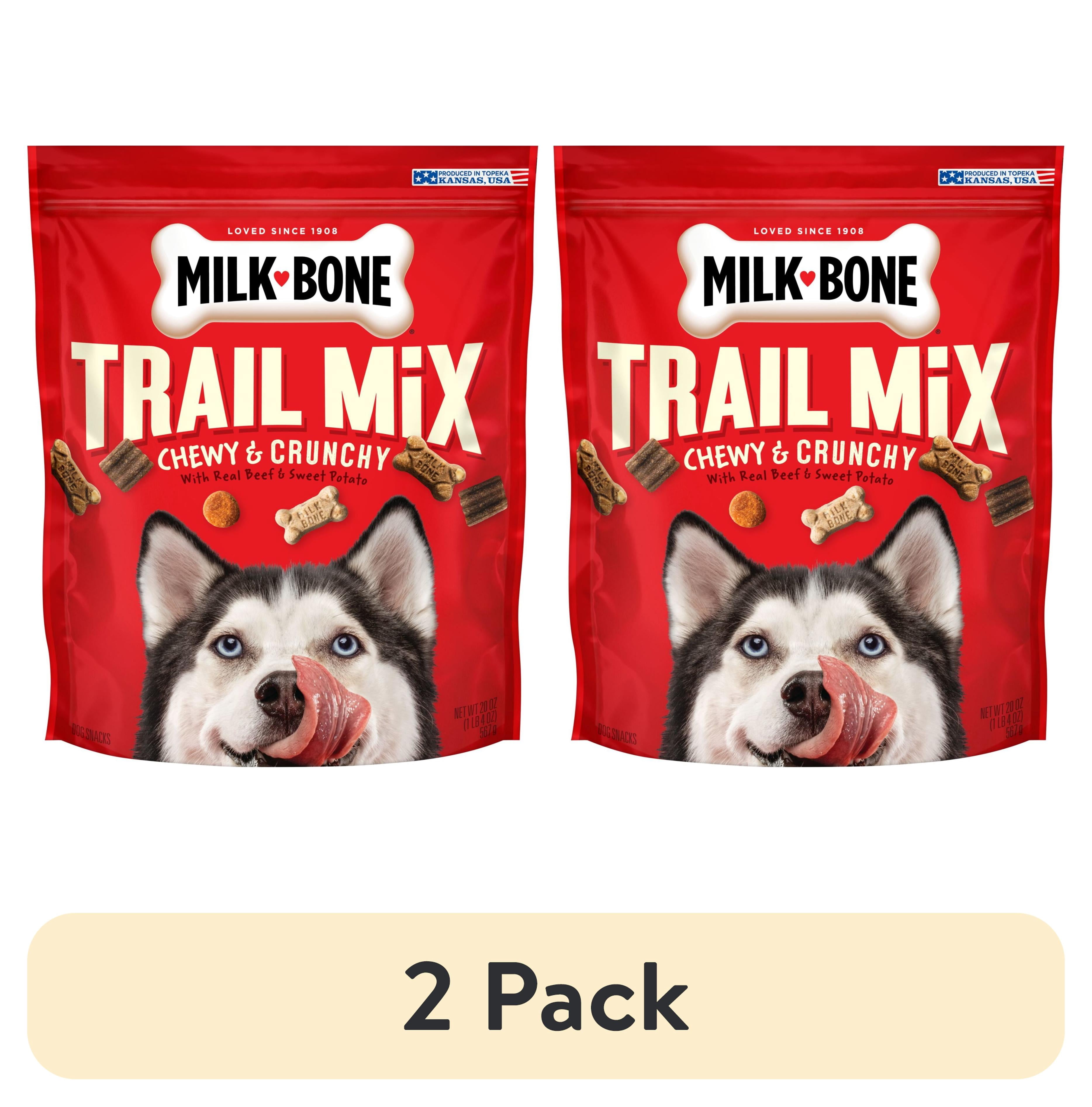 (2 pack) Milk Bone Trail Mix With Real Beef & Sweet Potato, Crunchy & Chewy Dog Treats, 20 oz