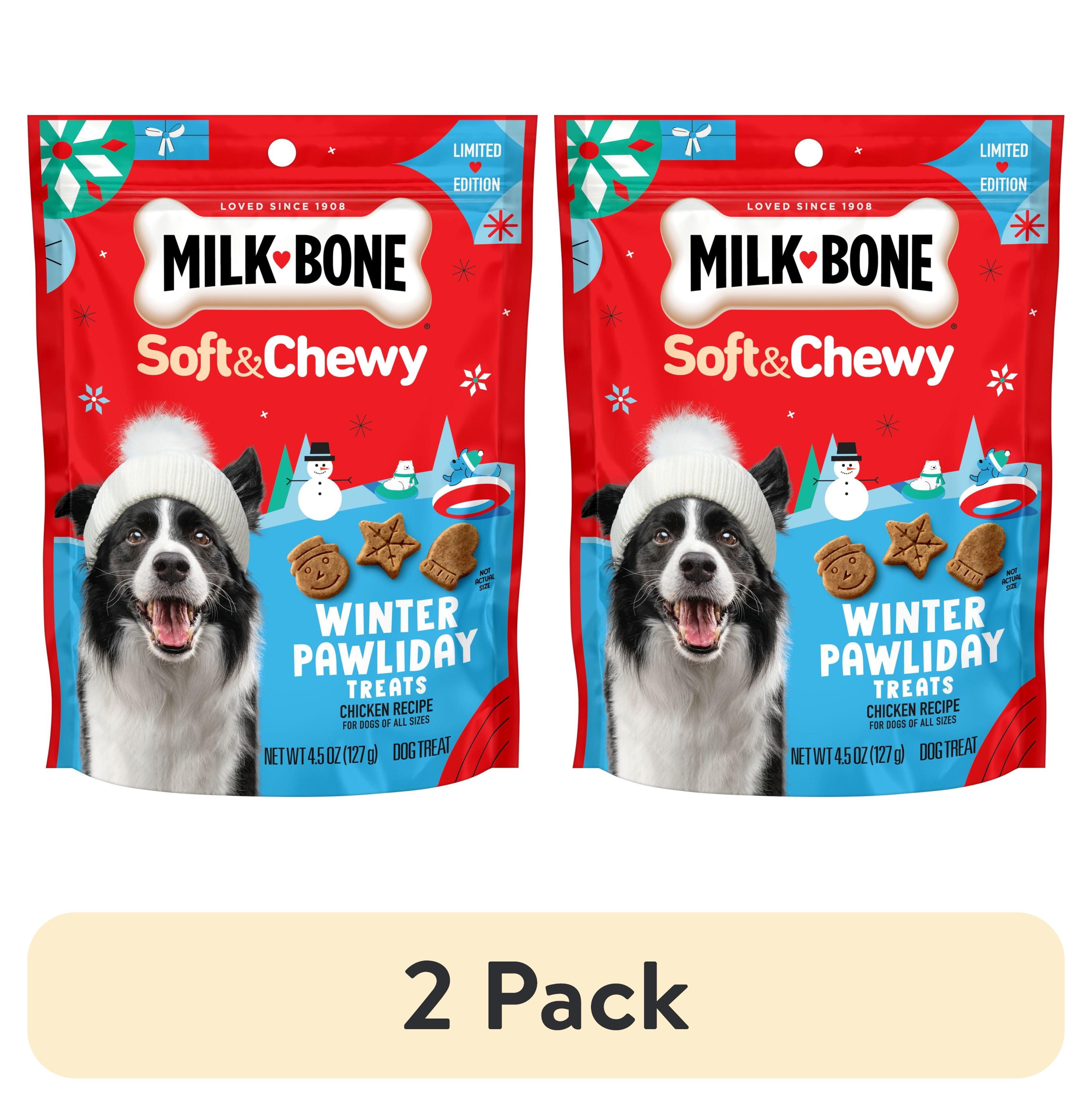 (2 pack) Milk Bone Winter Pawliday Treats, Soft & Chewy Dog Treats, Chicken Recipe, 4.5 oz Bag