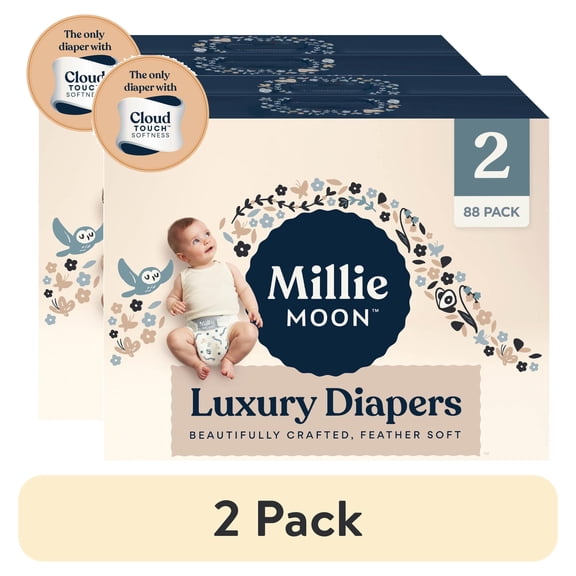 (2 pack) Millie Moon Luxury Diapers, Size 2, 88 Count (Select for More Options)
