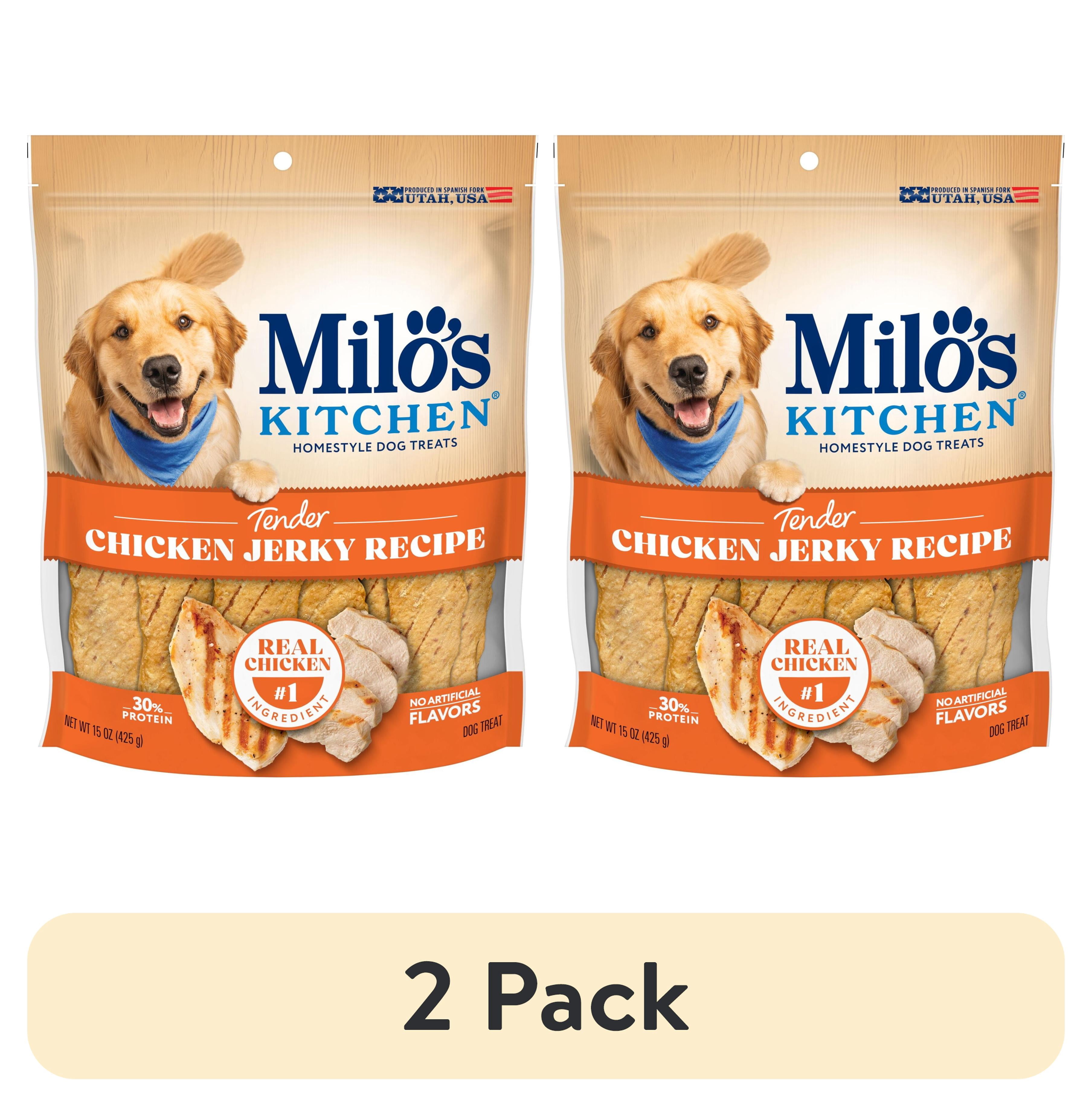(2 pack) Milo’s Kitchen Chicken Jerky Recipe Dog Treats, 15 oz Bag