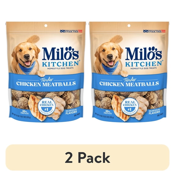 (2 pack) Milo’s Kitchen Chicken Meatballs Dog Treats, 18 oz Bag