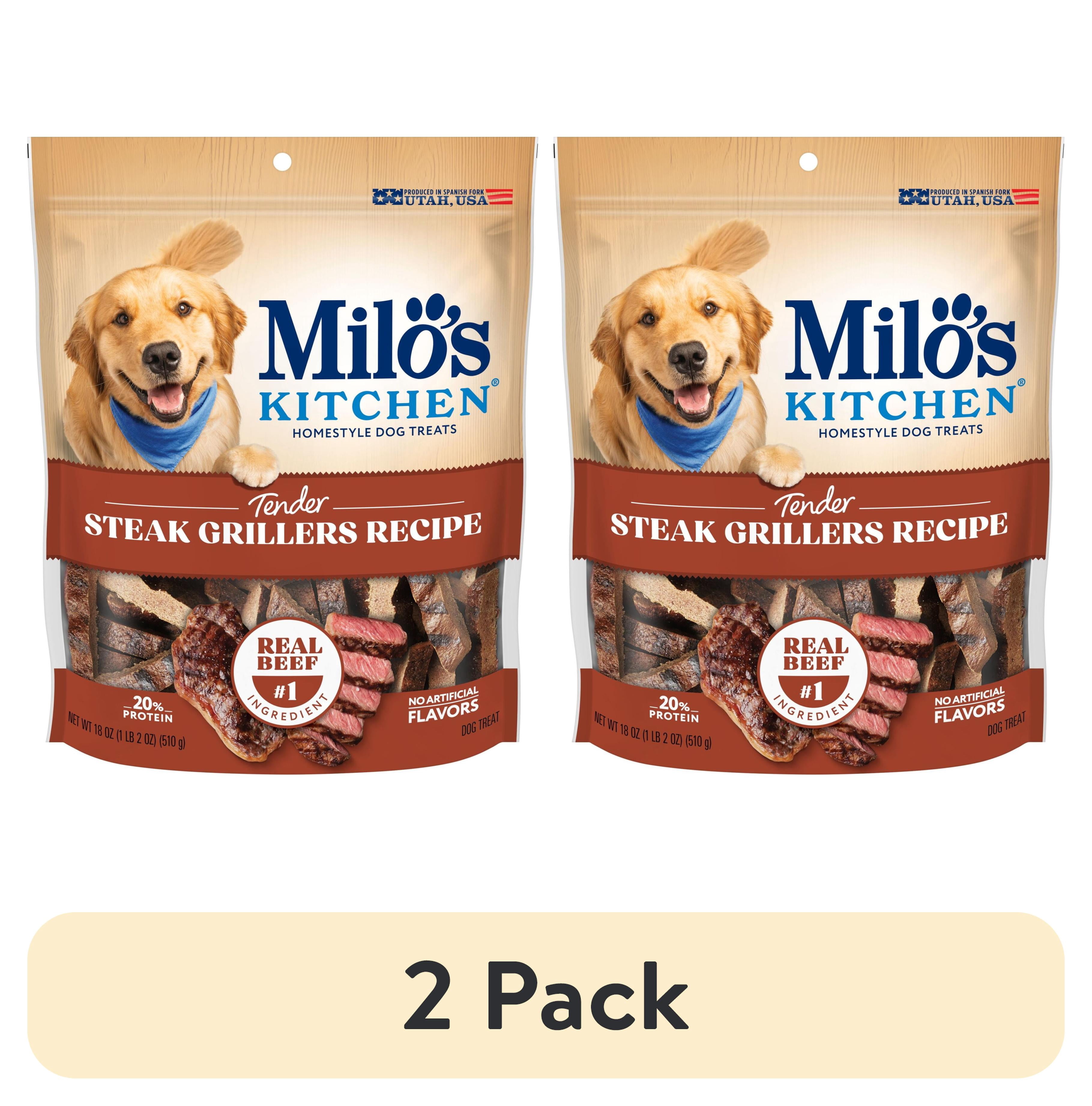 (2 pack) Milo’s Kitchen Steak Grillers Recipe Dog Treats, 18 oz Bag