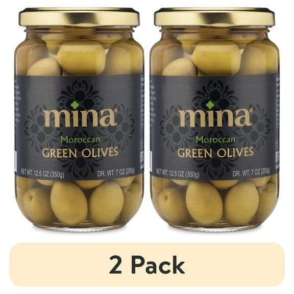 (2 pack) Mina, Green Olives, 12.5oz