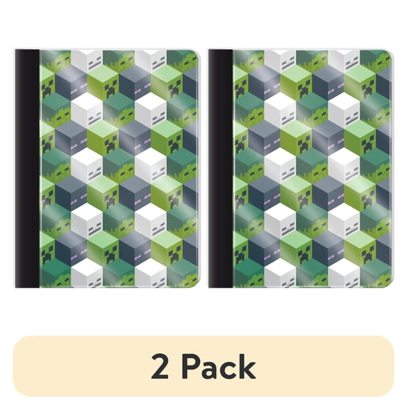 (2 pack) Minecraft Composition Writing Notebook, 9.75 in, 100 Sheets, Wide Ruled, Green