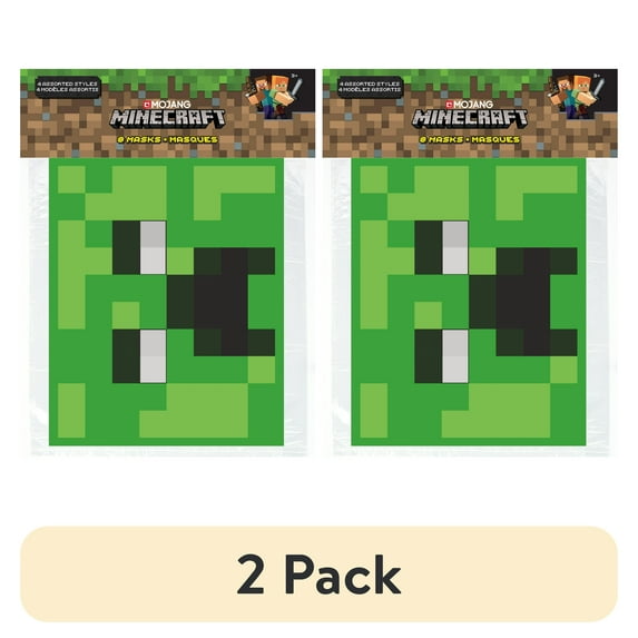 (2 pack) Minecraft Paper Party Masks, 8ct