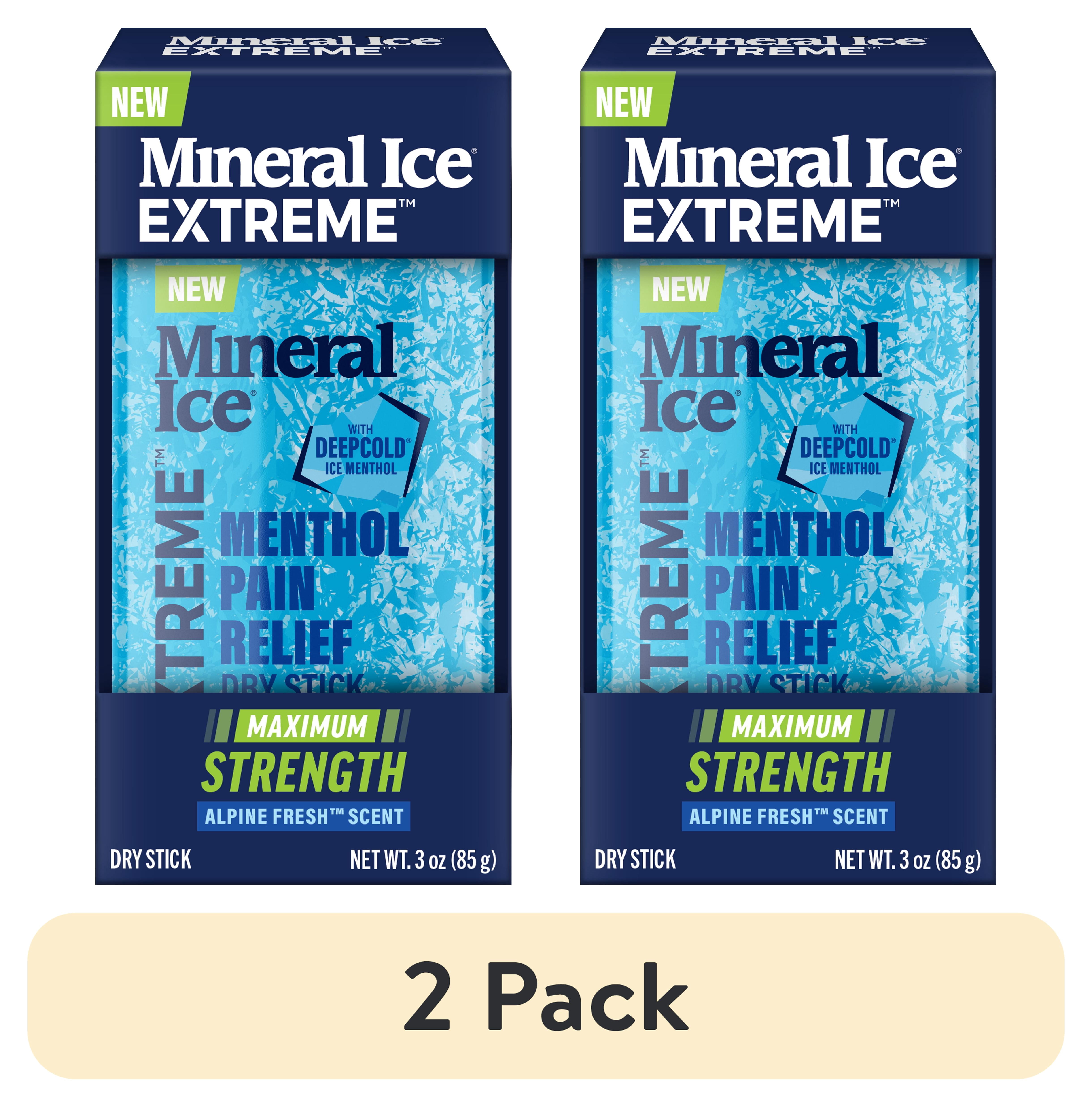 (2 pack) Mineral Ice® Extreme™ Maximum Strength Deepcold® Pain Relief Dry Stick with 16% Menthol, Alpine Fresh Scent