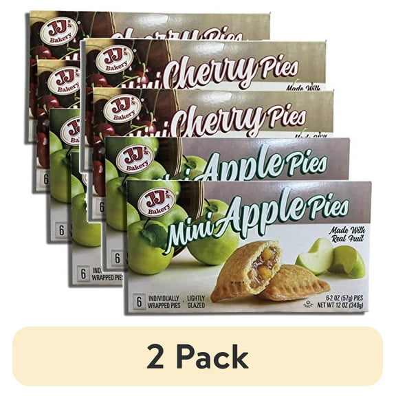 (2 pack) JJ's Bakery Mini Apple and Cherry Fruit Pies, 4 Boxes, 24 Pies Total