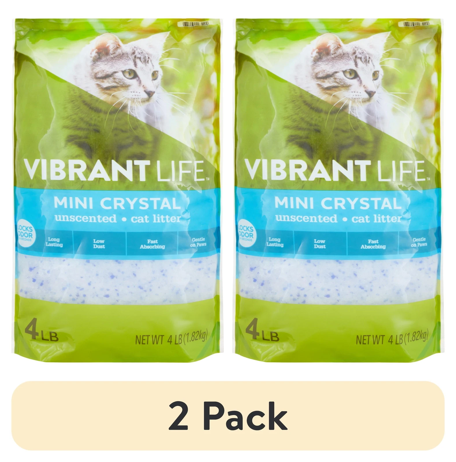 (2 pack) Mini Crystal Unscented Cat Litter, 4 lb