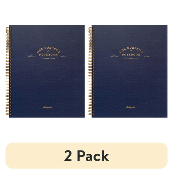 (2 pack) Mintgreen 1-Subject Notebook, 80 Sheets, College Ruled, Recycled Paper, 8.5" x 10.5", Navy