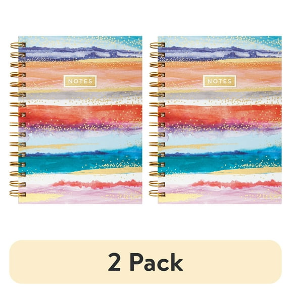 (2 pack) Mintgreen Spiral Journal, 200 Lined Pages, Recycled Paper, 6" x 8", Stripe