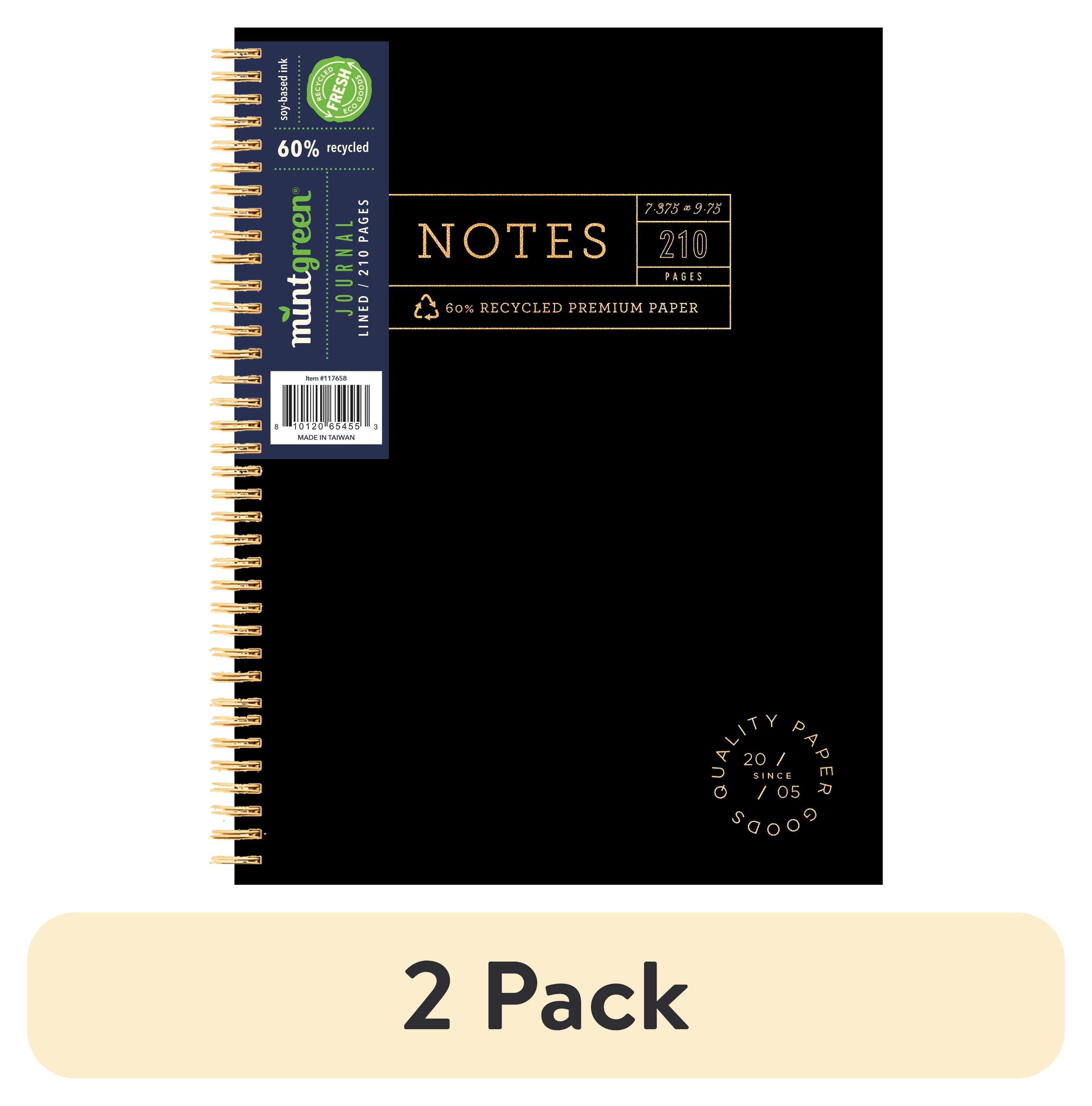(2 pack) Mintgreen Spiral Journal, 7.4" x 9.75", Professional Series - Black, 105 sheets