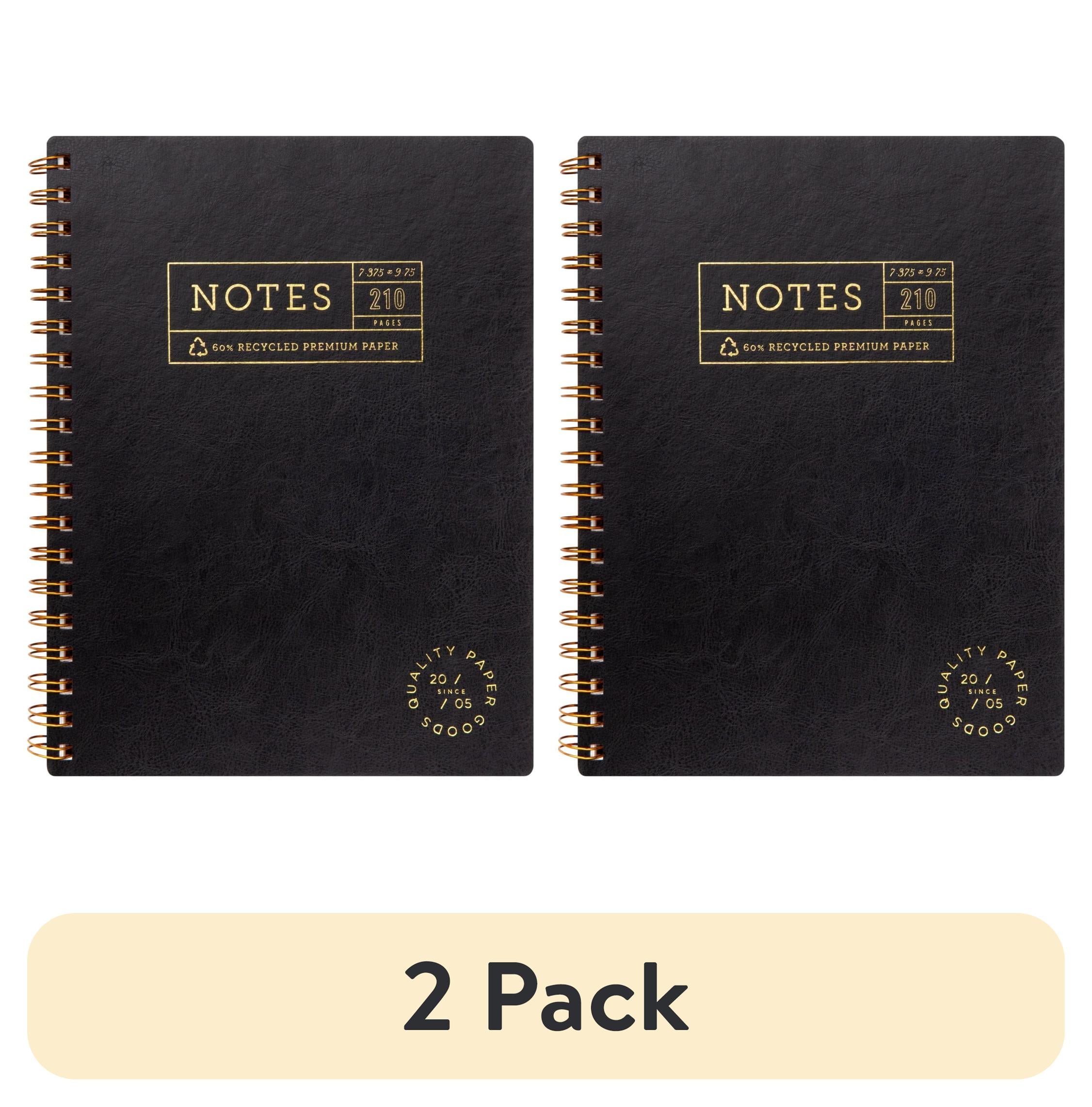 (2 pack) Mintgreen Spiral Journal, 210 Lined Pages, Recycled Paper, 7.375" x 9.75", Black