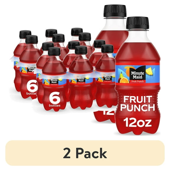 (2 pack) Minute Maid Fruit Punch Juice Drink Bottles, 12 fl oz, 6 Pack