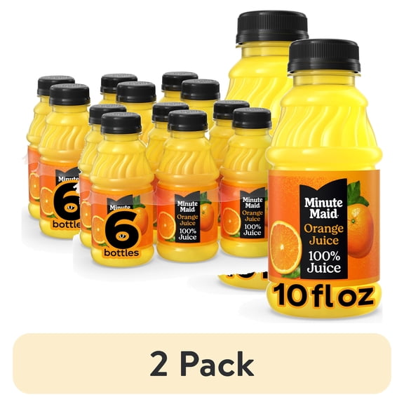(2 pack) Minute Maid Orange Juice Bottles, 10 fl oz, 6 Pack