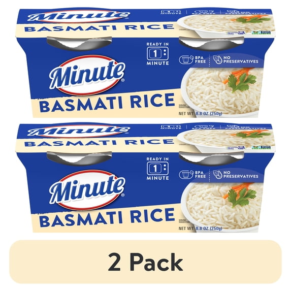 (2 pack) (2 pack) Minute Ready to Serve Basmati Rice, Quick and Easy Cups, Gluten Free, 8.8 oz, 2 Ct