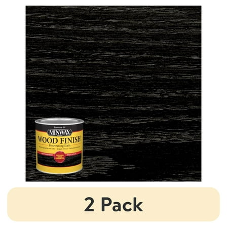 (2 pack) Minwax 227644444 Wood Finish Stain, True Black, 1/2 Pint, (1 Piece, 1 Pack)