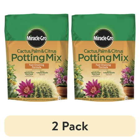 (2 pack) Miracle-Gro Cactus, Palm and Citrus Potting Mix, For Potted Plants, 8 qt.