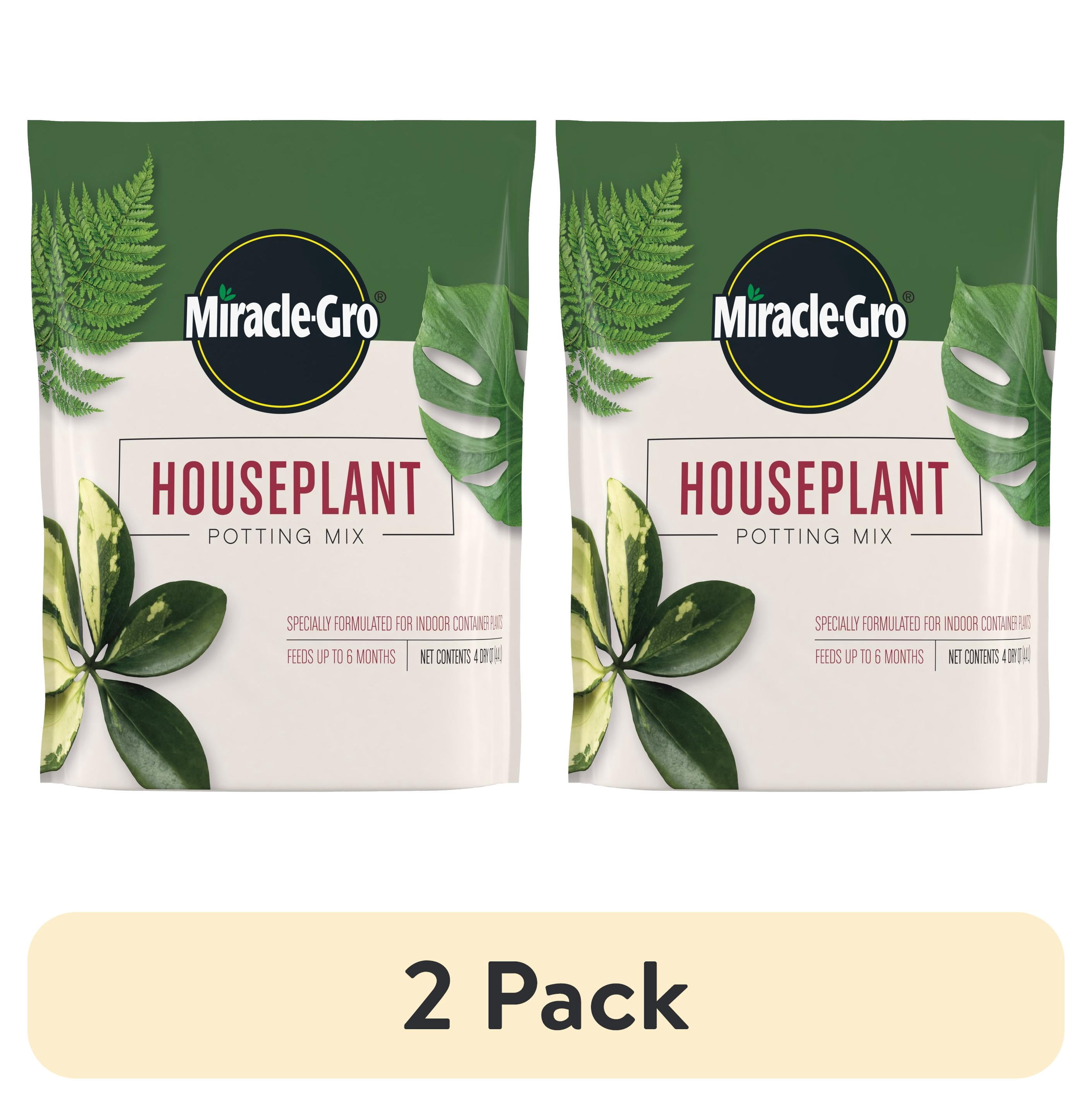 (2 pack) Miracle-Gro Houseplant Potting Mix, 4 qt., Fertilizer and Soil