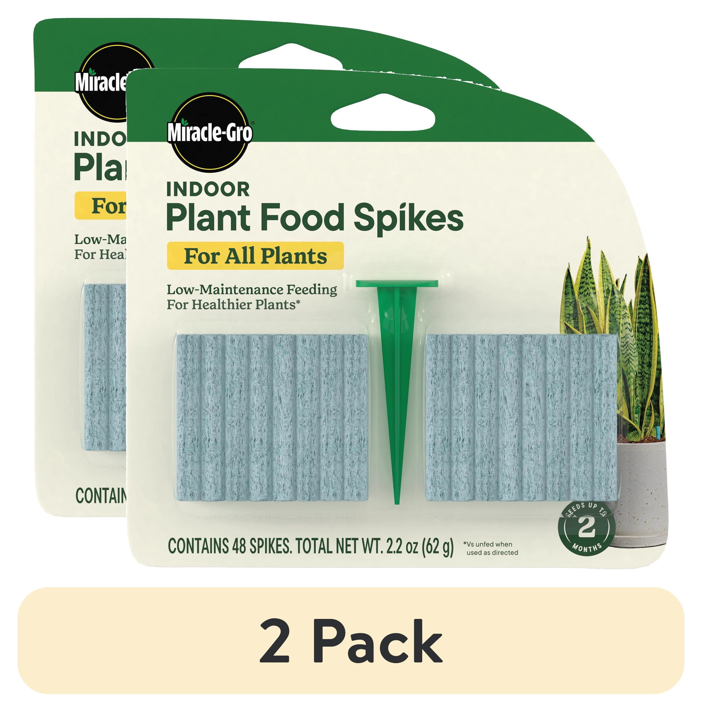 (2 pack) Miracle-Gro Indoor Plant Food Spikes for All Plants, For Houseplants and More, 48 spikes