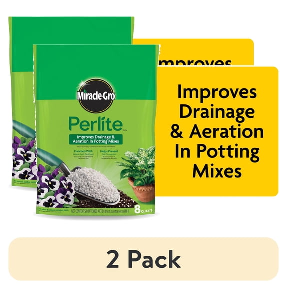 (2 pack) Miracle-Gro Perlite, 8 qt., Improves Drainage and Aeration in Potting Mixes