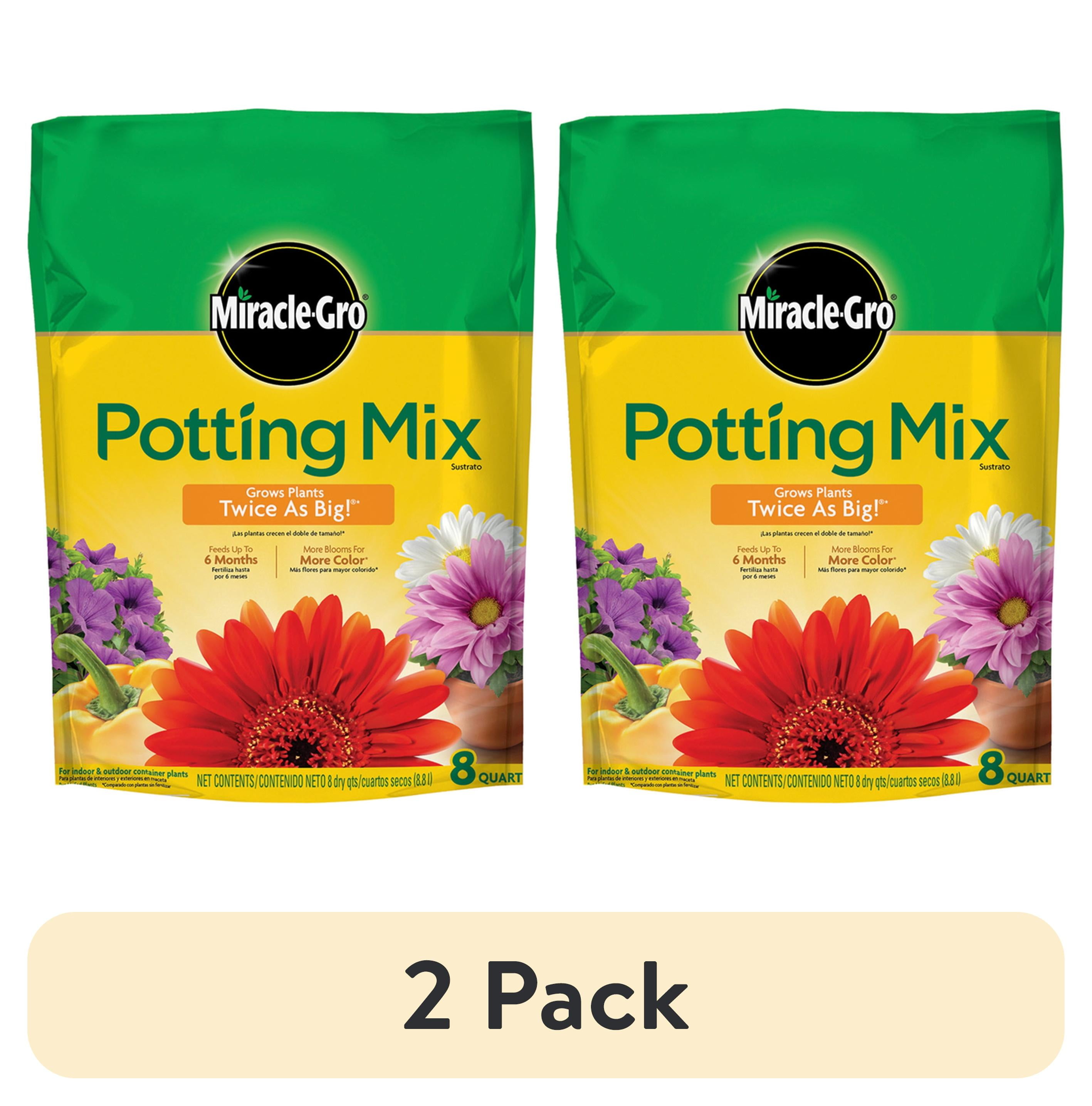 (2 pack) Miracle-Gro Potting Mix, For Indoor or Outdoor Potted Plants, Flowers, Shrubs, 8 qt.