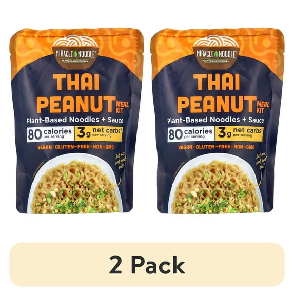 (2 pack) Miracle Noodle Keto Meal, Thai Peanut + Plant Based Noodles, 9.2 oz (260 g)