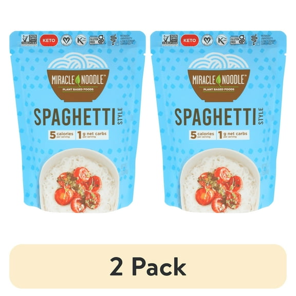 (2 pack) Miracle Noodle Spaghetti, Ready-to-Eat, Konjac Noodles, 7 oz Pack, Naturally Low Carb, Gluten Free, Free from Allergens
