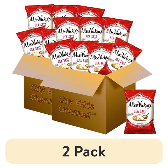 (2 pack) Miss Vickies Kettle Cooked Sea Salt Potato Chips, 1.375 ounce bags (Pack of 8) , Bundled by City Wide Gourmet