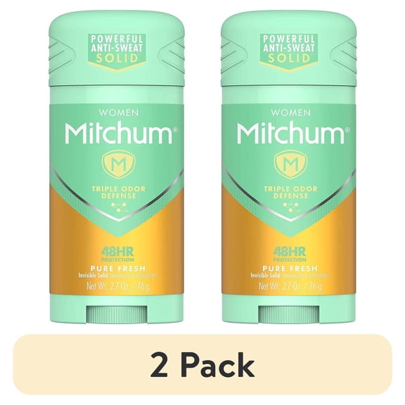 (2 pack) Mitchum Women Triple Odor Defense Invisible Solid 48HR Antiperspirant & Deodorant, Pure Fresh, 2.7 OZ