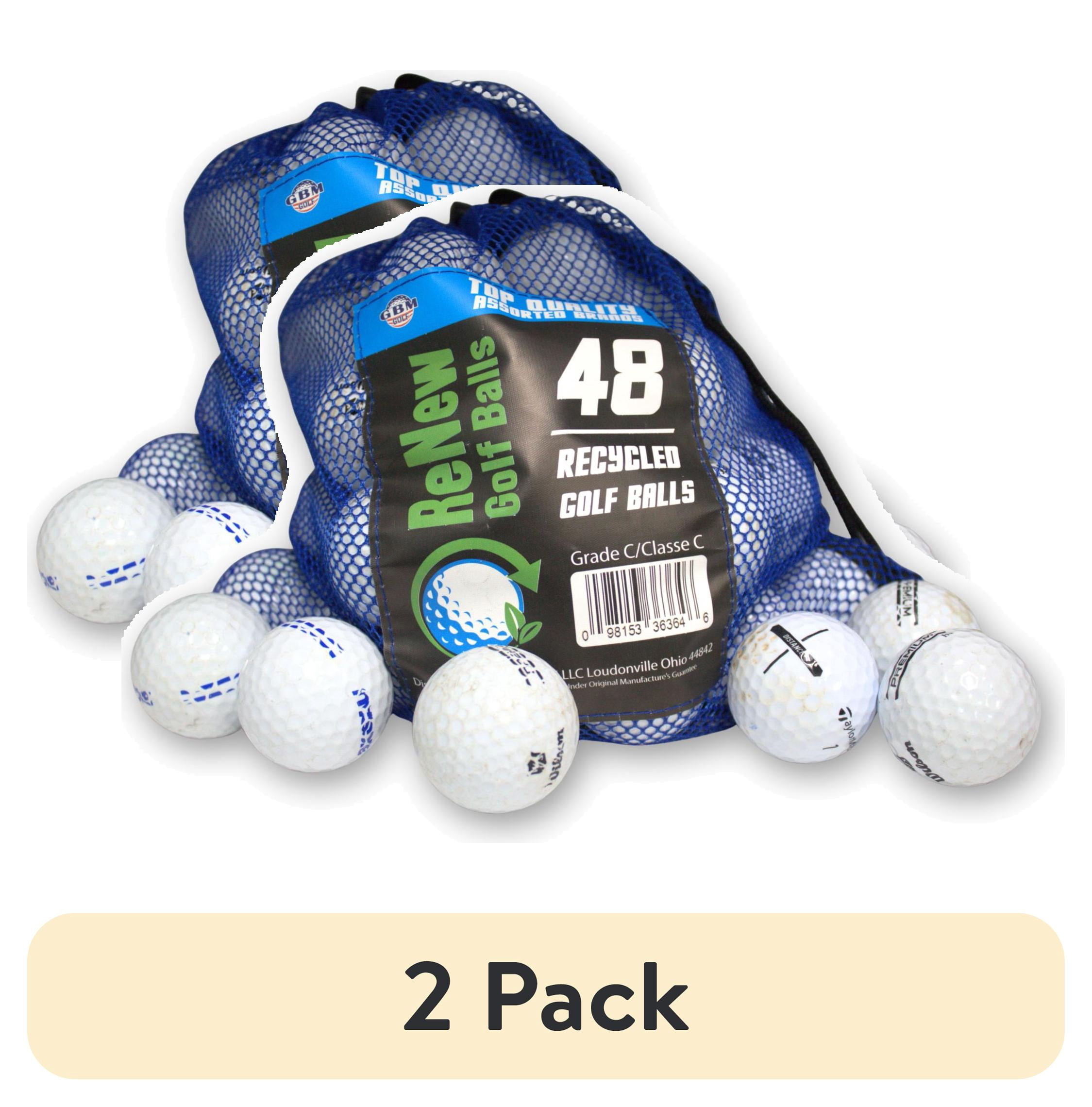 (2 pack) Mixed Brand Golf Balls – 48 Pack – Mesh Storage Bag by GBM Golf