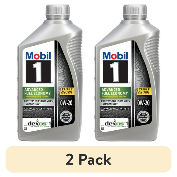(2 pack) Mobil 1 Advanced Fuel Economy Full Synthetic Motor Oil 0W-20, 1 Quart