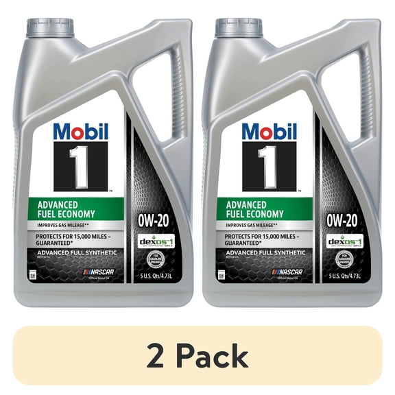 (2 pack) Mobil 1 Advanced Fuel Economy Full Synthetic Motor Oil 0W-20, 5 Quart