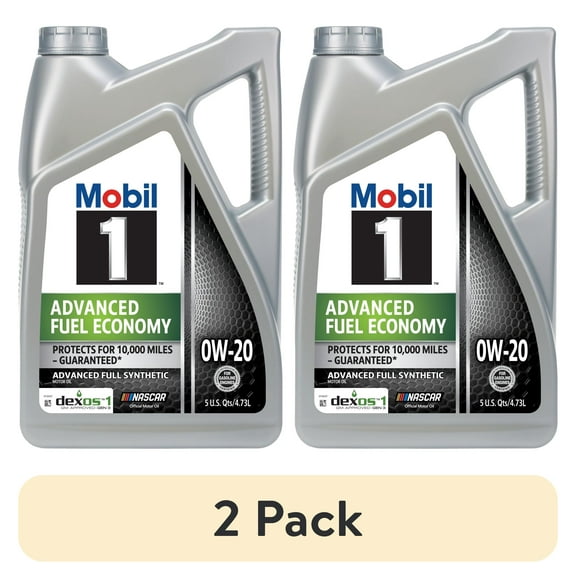 (2 pack) Mobil 1 Advanced Fuel Economy Full Synthetic Motor Oil 0W-20, 5 Quart