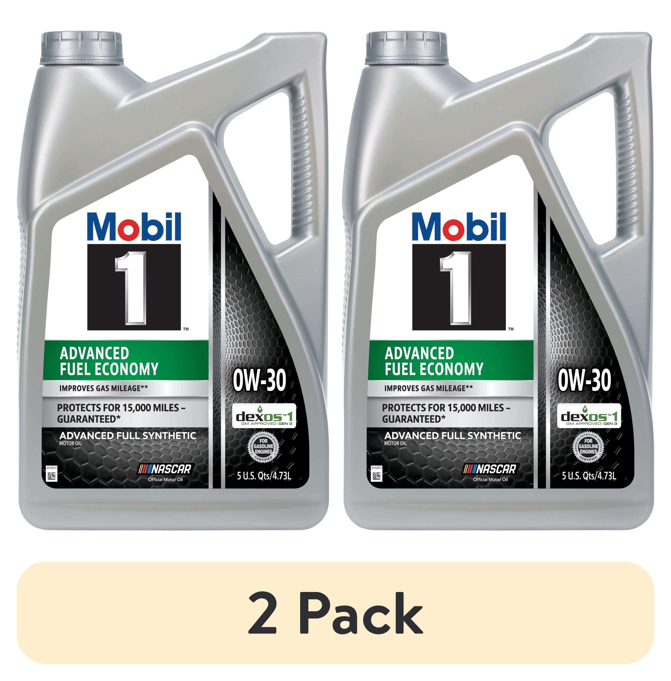 2 pack) Mobil 1 Advanced Fuel Economy Full Synthetic Motor Oil 0W