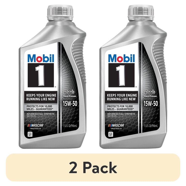 2 pack) Mobil 1 Advanced Full Synthetic Motor Oil 15W-50, 1 Quart