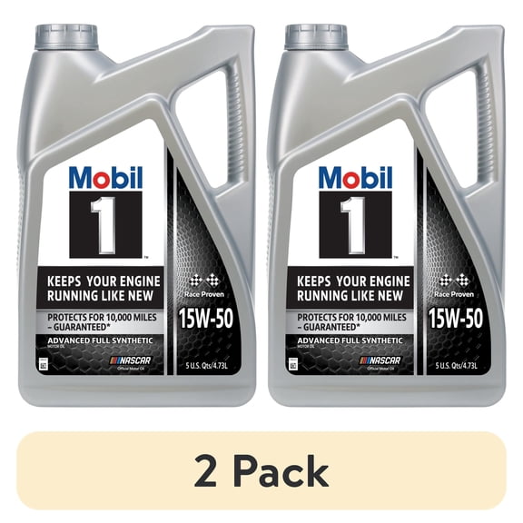 (2 pack) Mobil 1 Advanced Full Synthetic Motor Oil 15W-50, 5 Quart