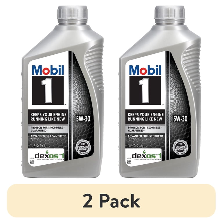 Mobil 1 Advanced Full Synthetic Motor Oil 5W-30, 2pk, 1 qt
