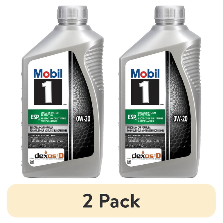 2 pack) Mobil 1 ESP X2 Full Synthetic Motor Oil 0W-20, 1 Quart