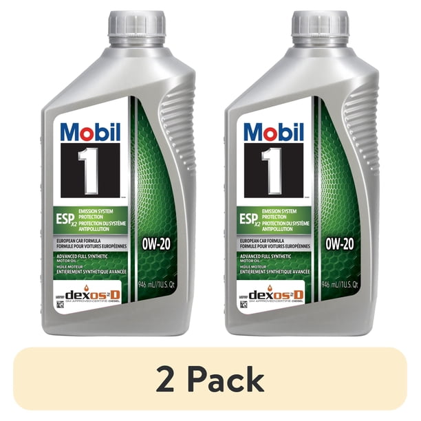 2 pack) Mobil 1 ESP X2 Full Synthetic Motor Oil 0W-20, 1 Quart