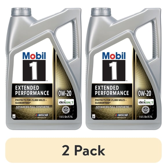 (2 pack) Mobil 1 Extended Performance Full Synthetic Motor Oil 0W-20, 5 Quart