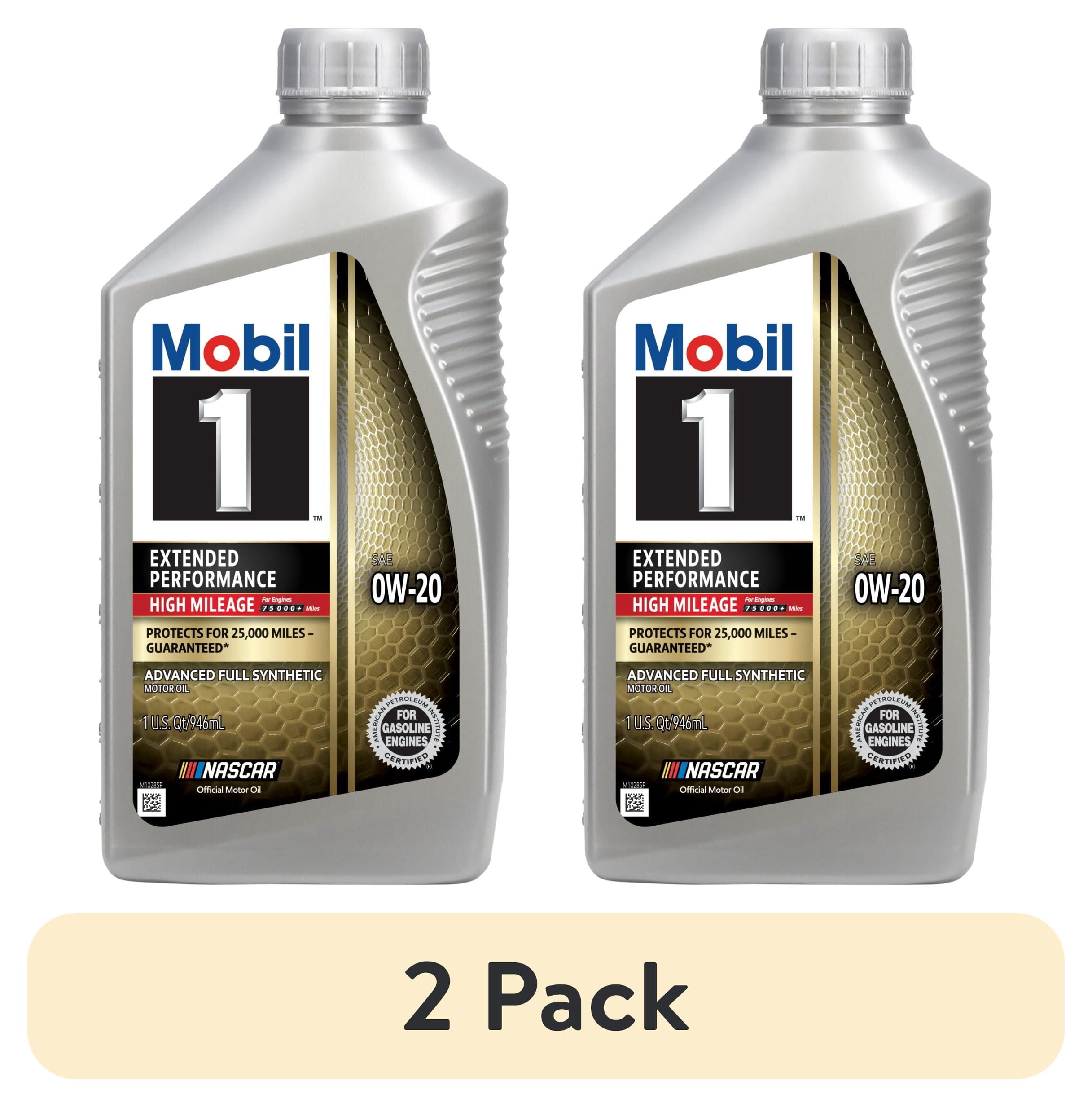 (2 pack) Mobil 1 Extended Performance High Mileage Full Synthetic Motor Oil 0W-20, 1 Quart