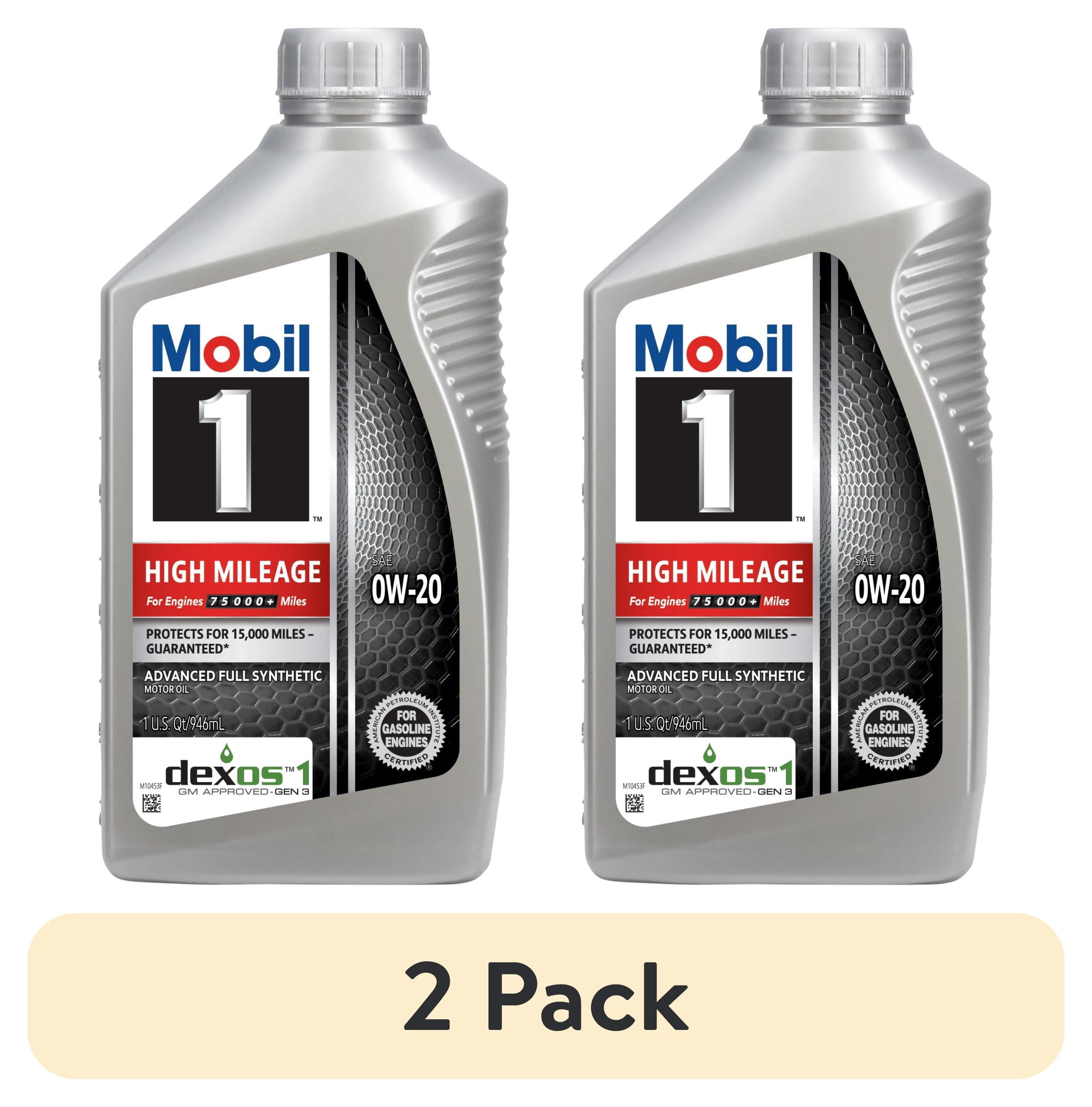 Mobil 1 High Mileage Full Synthetic Motor Oil 0W-20, 1 Quart