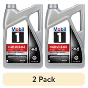 2 pack Mobil 1 High Mileage Full Synthetic Motor Oil 5W-20, 5 Quart
